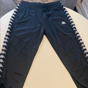 Kappa Black Joggers with Iconic Logo Stripes